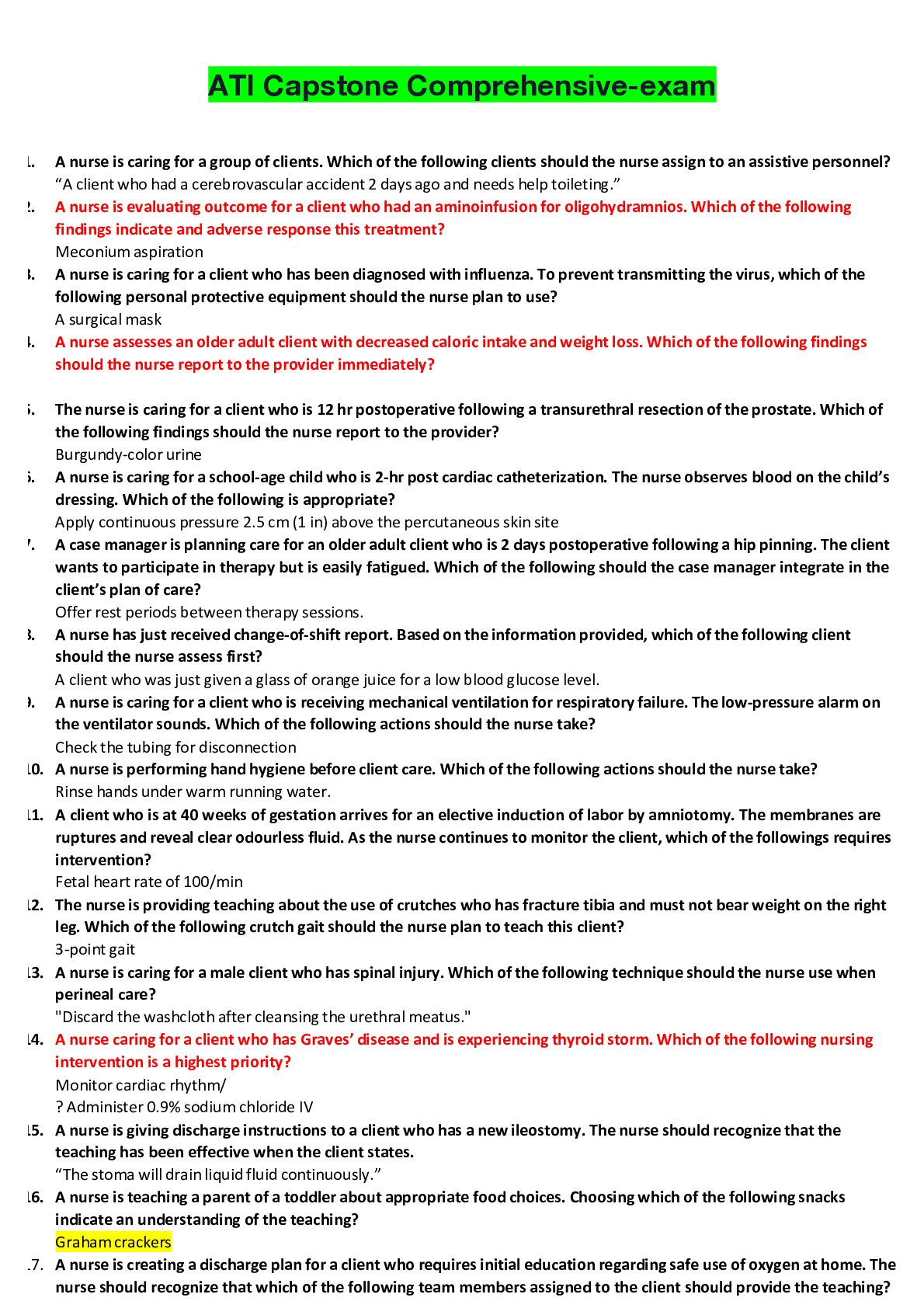 Preview image of ATI Capstone Comprehensive-exam.pdf document